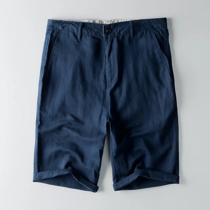 Pantaloncini da uomo in misto cotone e lino - vestibilità comoda, gambe lunghe e pratiche tasche