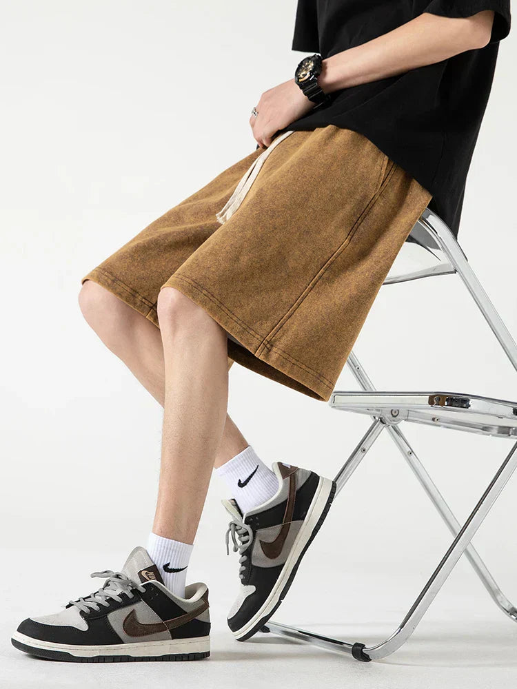 Pantaloncini Comfort da uomo - Mélange de Coton con elastico in vita e cavallo corto al ginocchio