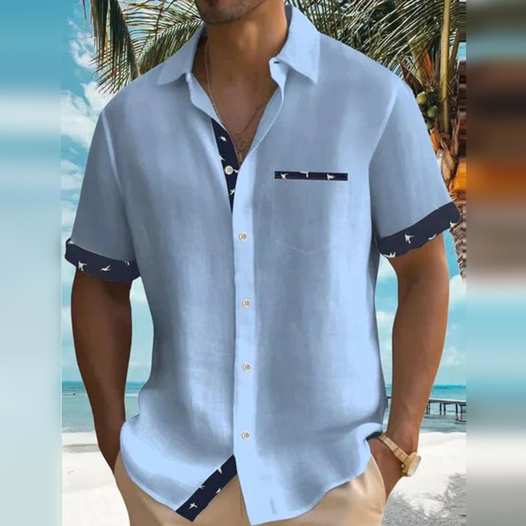 Elegante camicia da uomo con bottoni e polsini all'esterno - Tessuto confortevole e traspirante