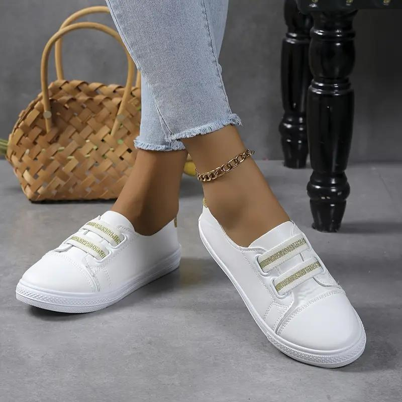 Scarpe slip-on da donna con soletta flessibile, vistosa suola rossa e comoda soletta in legno