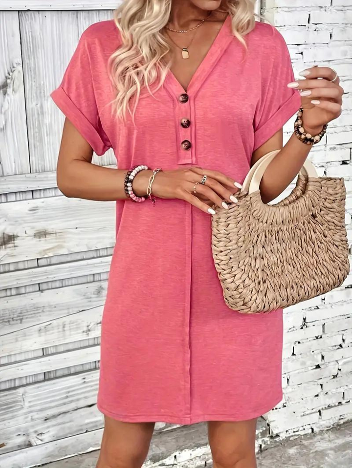 Gilet casual per donne con collo a V, bottoni e manica corta - design comodo e leggero per un look rilassato