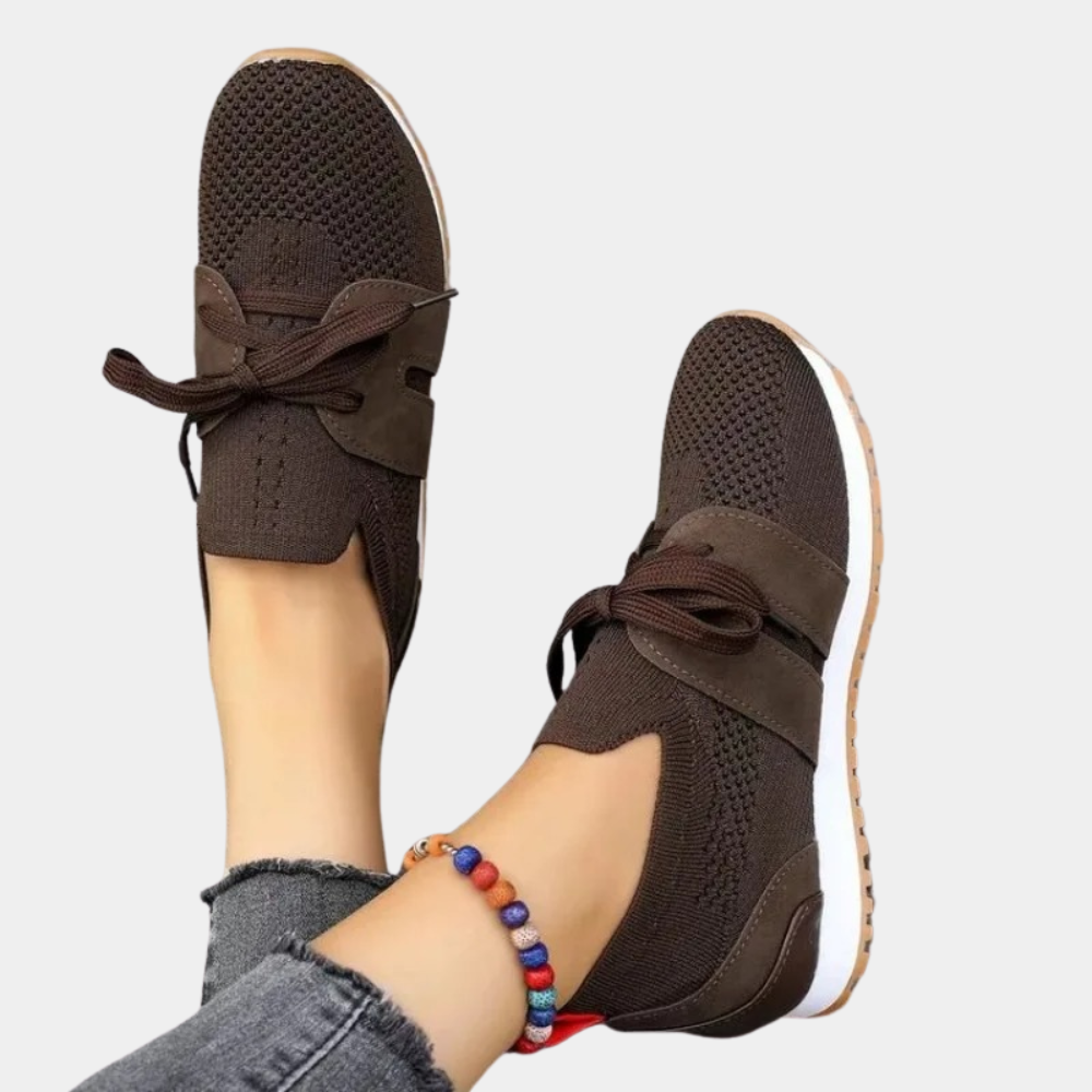 Scarpe da ginnastica con plateau da donna in tessuto traspirante - comfort e facilità d'uso con suola in gomma resistente