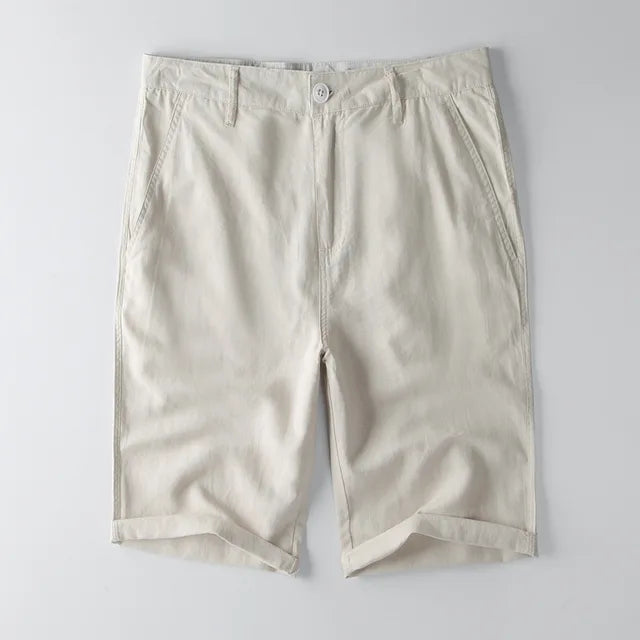 Pantaloncini da uomo in misto cotone e lino - vestibilità comoda, gambe lunghe e pratiche tasche