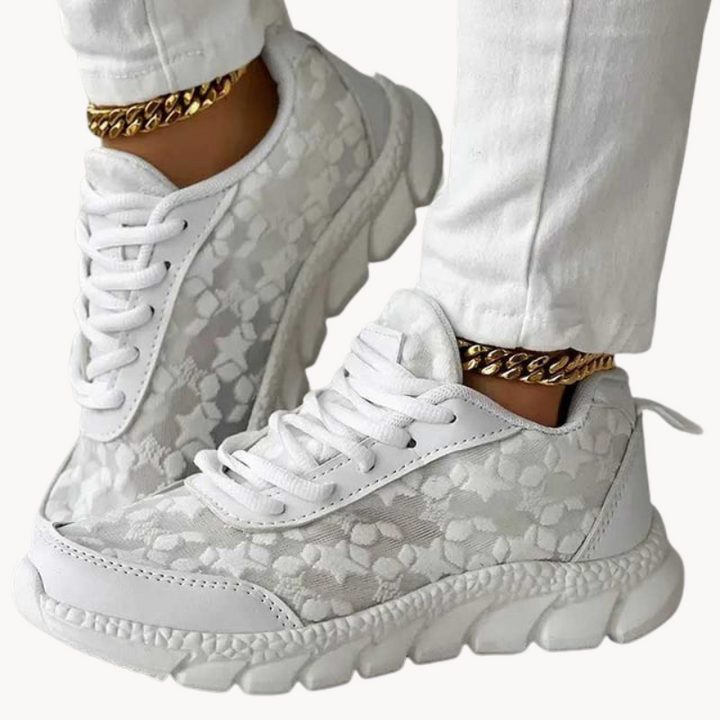 Sneakers da donna in mesh eleganti e traspiranti con suola ammortizzata e sistema di allacciatura sicuro