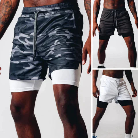 Pantaloncini da fitness a doppio strato da uomo - Comfort e massime prestazioni