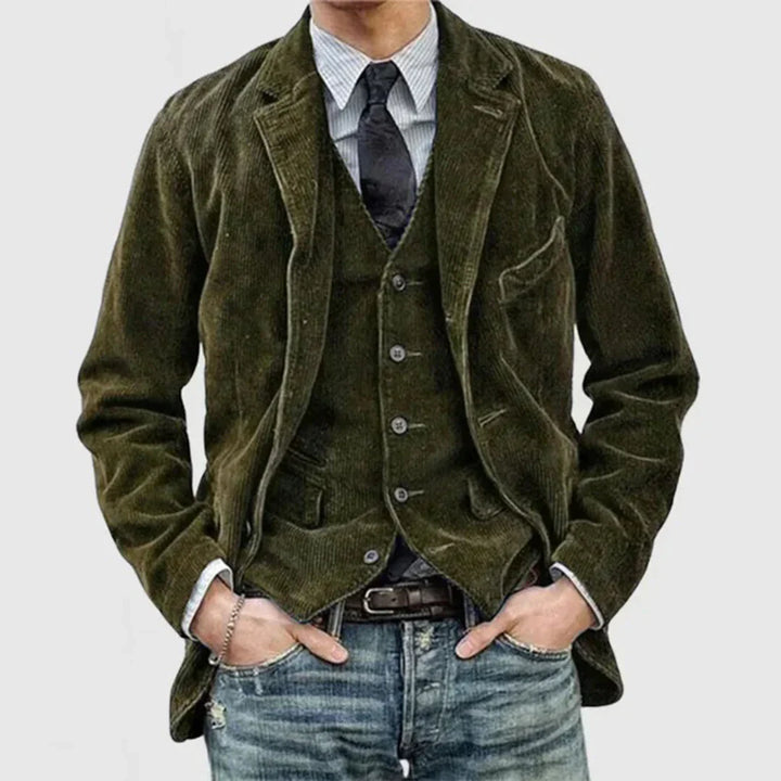 Roan - Elegante giacca da uomo in velluto a coste dal design classico