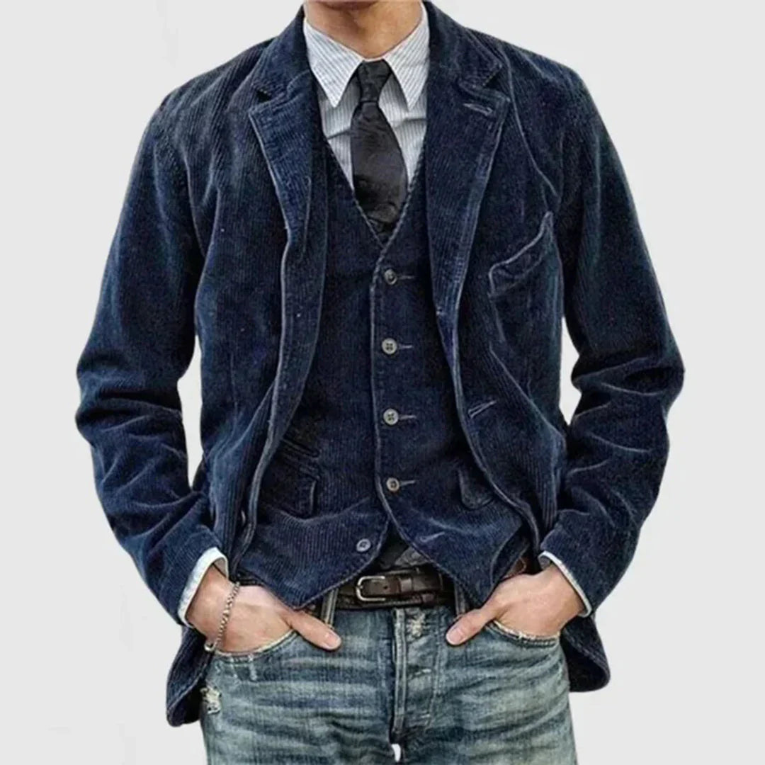 Roan - Elegante giacca da uomo in velluto a coste dal design classico