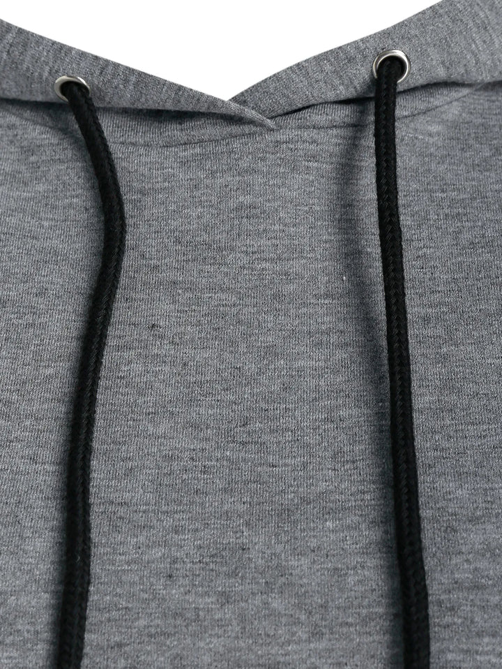 Elegante miniabito da donna con cappuccio dal taglio rilassato ad A con allacciatura laterale e maniche lunghe.