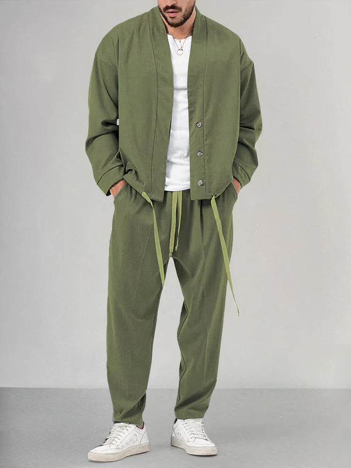 Set Kimono da uomo con gilet e pantaloni - Tessuto traspirante, confortevole stile casual