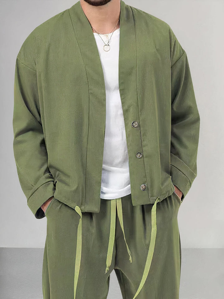 Set Kimono da uomo con gilet e pantaloni - Tessuto traspirante, confortevole stile casual