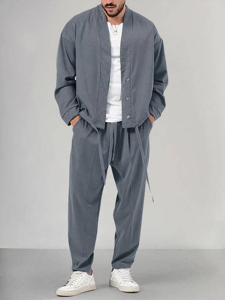 Set Kimono da uomo con gilet e pantaloni - Tessuto traspirante, confortevole stile casual