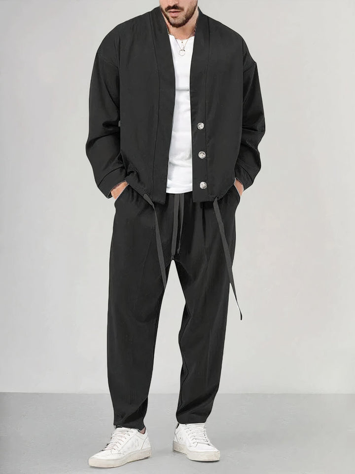 Set Kimono da uomo con gilet e pantaloni - Tessuto traspirante, confortevole stile casual