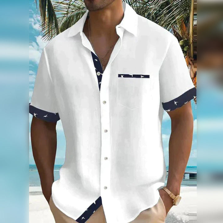 Elegante camicia da uomo con bottoni e polsini all'esterno - Tessuto confortevole e traspirante