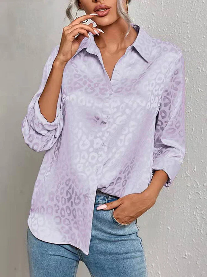 Elegante blusa da donna in jacquard con motivo pantera di tendenza