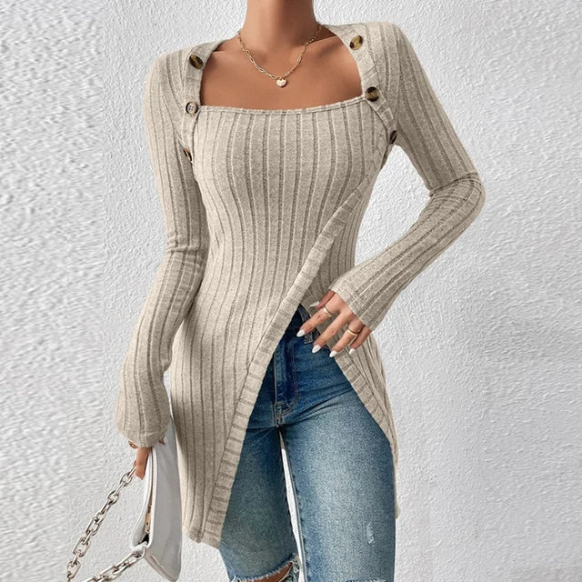 Camicette da donna eleganti con colletto e bottoni alla moda