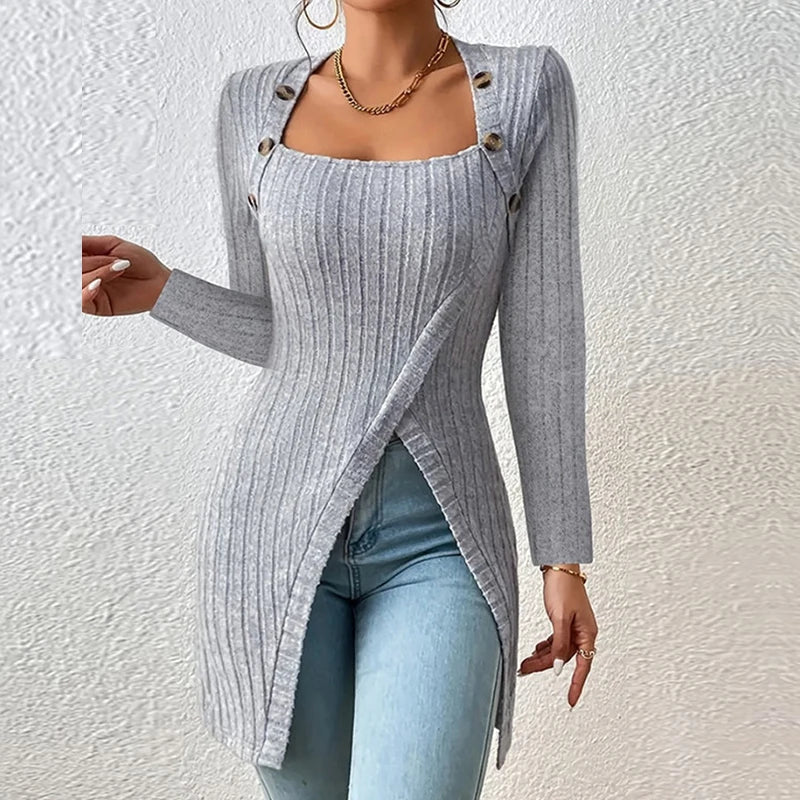 Camicette da donna eleganti con colletto e bottoni alla moda