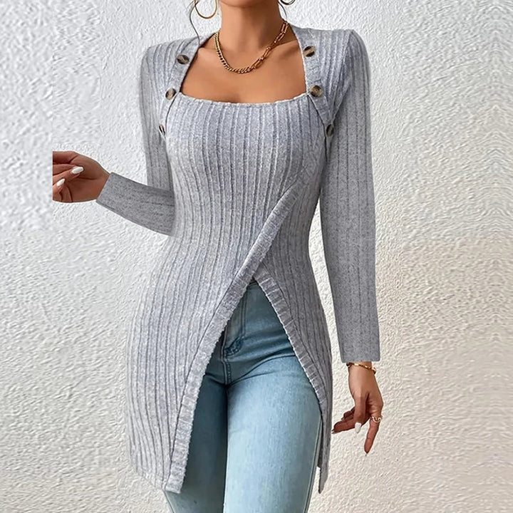 Camicette da donna eleganti con colletto e bottoni alla moda