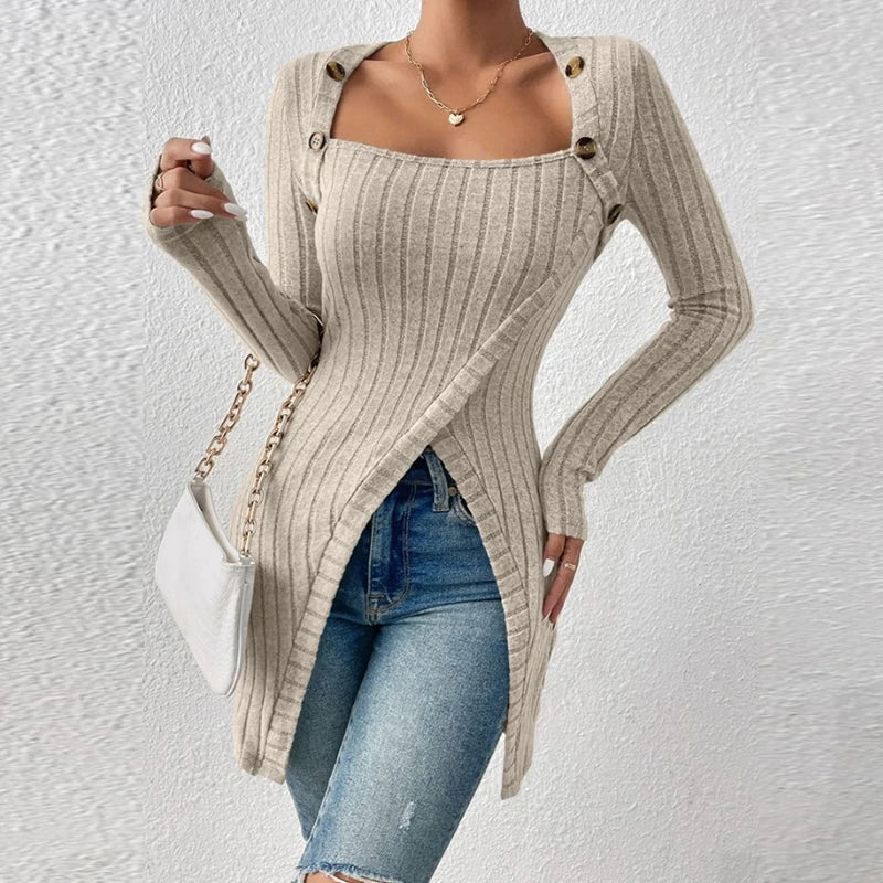 Camicette da donna eleganti con colletto e bottoni alla moda