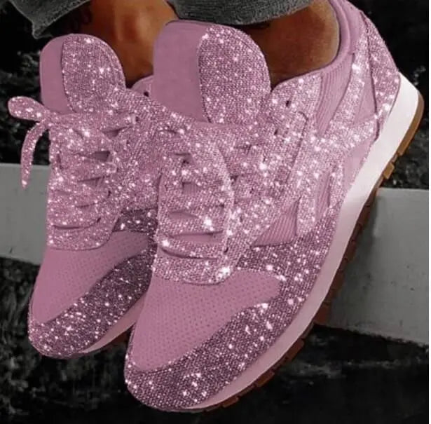 Sneakers Glamor pour Femmes avec Paillettes et Effet Allongeant la Silhouette