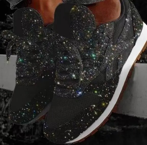Sneakers Glamor pour Femmes avec Paillettes et Effet Allongeant la Silhouette