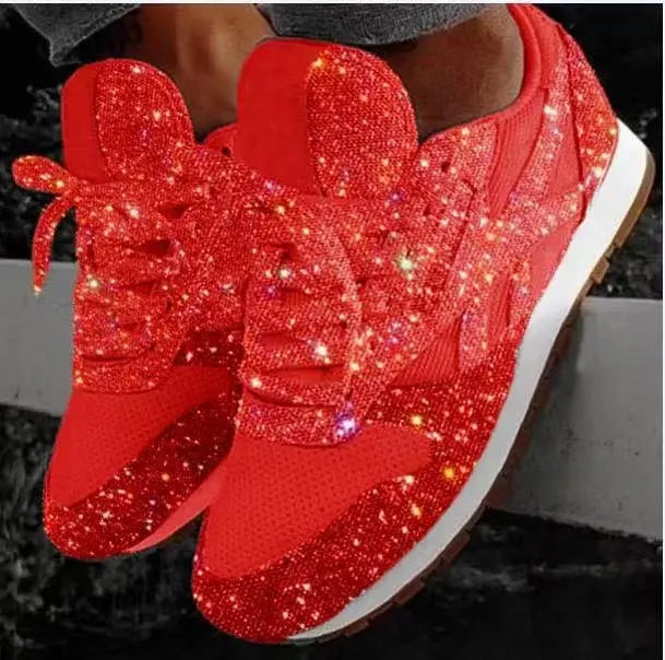 Sneakers Glamor pour Femmes avec Paillettes et Effet Allongeant la Silhouette
