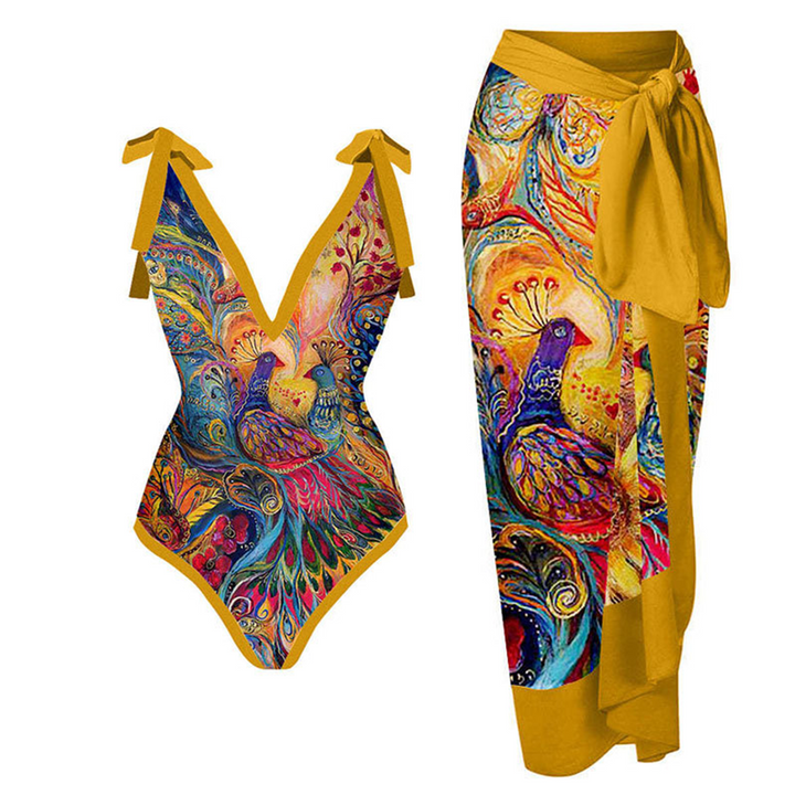 WaveGrace - Costume da bagno vintage elegante e raffinato con adorabili volant per le donne