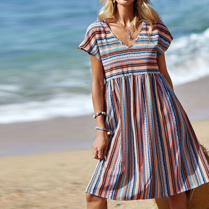 Elegante vestaglia da donna con colletto a V, leggera e in stile bohémien - perfetta per il relax