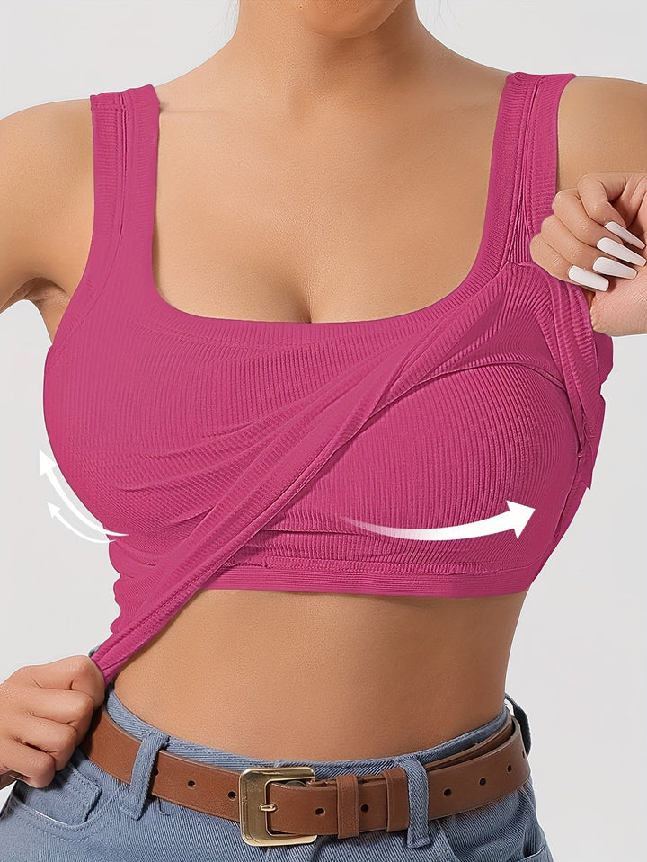 Top corto di manga lungo con nervature e sopratesta integrato ideale per la donna