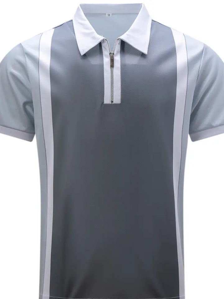 Elegante polo da uomo - Vestibilità sartoriale e zip a contrasto - Maniche corte