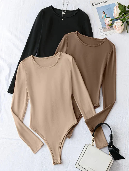 Norella - set di 3 eleganti body a maniche lunghe da donna per un look elegante e confortevole