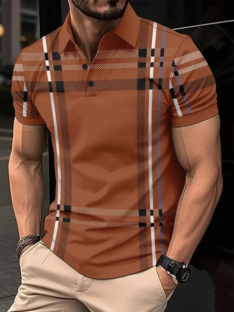 Camisa Polo para Hombre con Estilo Cuadrados - Ajuste Slim y Manga Corta para un Look Casual y Clásico