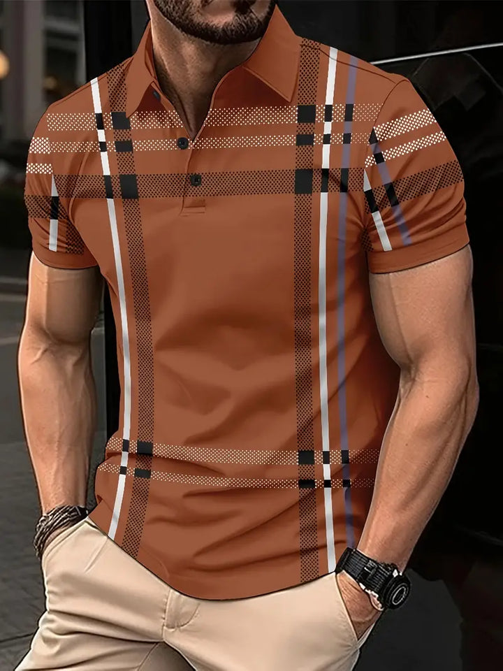 Camisa Polo para Hombre con Estilo Cuadrados - Ajuste Slim y Manga Corta para un Look Casual y Clásico