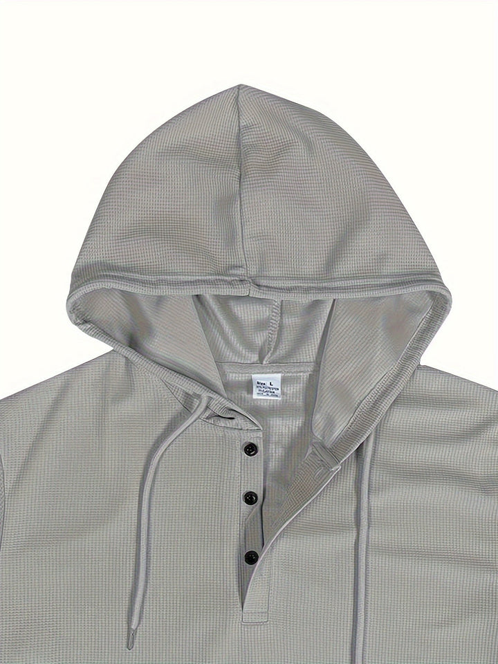 Set tuta da uomo con comoda felpa con cappuccio con colletto abbottonato e pratiche tasche - moderne scarpe da corsa con cordino per un comfort totale