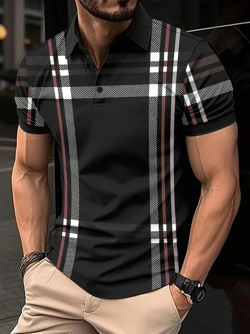 Camisa Polo para Hombre con Estilo Cuadrados - Ajuste Slim y Manga Corta para un Look Casual y Clásico