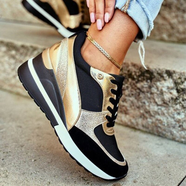 Tênis Fashion Feminino com Cadarço - Conforto ed Estilo em Malha Respirável e Couro Sintético com Solado Plataforma
