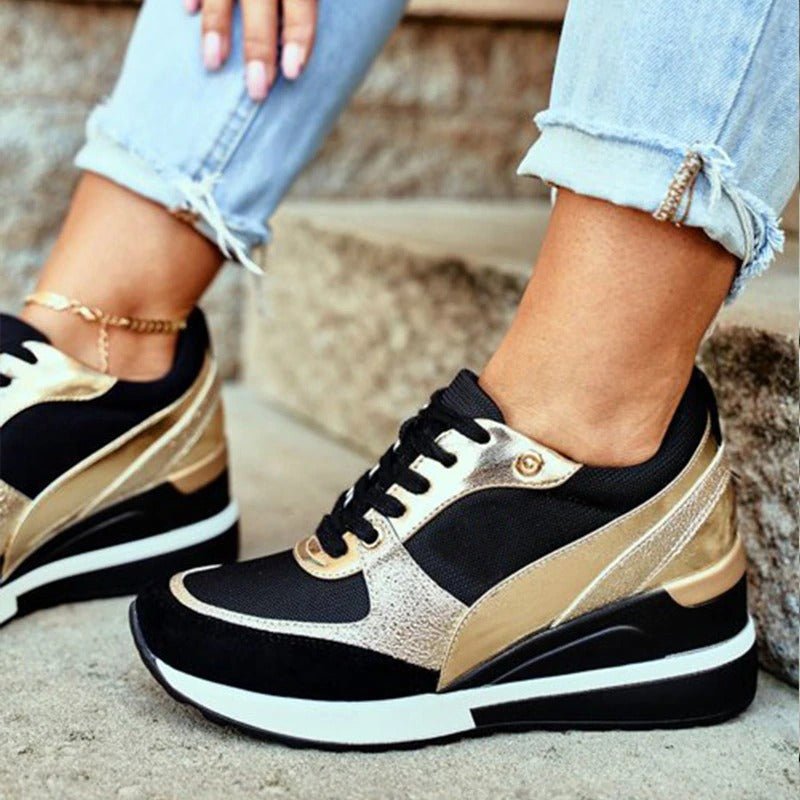 Tênis Fashion Feminino com Cadarço - Conforto ed Estilo em Malha Respirável e Couro Sintético com Solado Plataforma