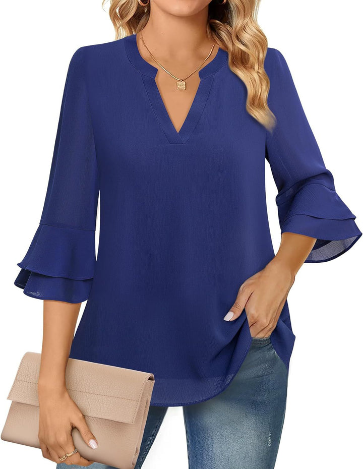 Elegante felpa da donna con motivo mango e scollo a V a vista - uno stile versatile per ogni occasione