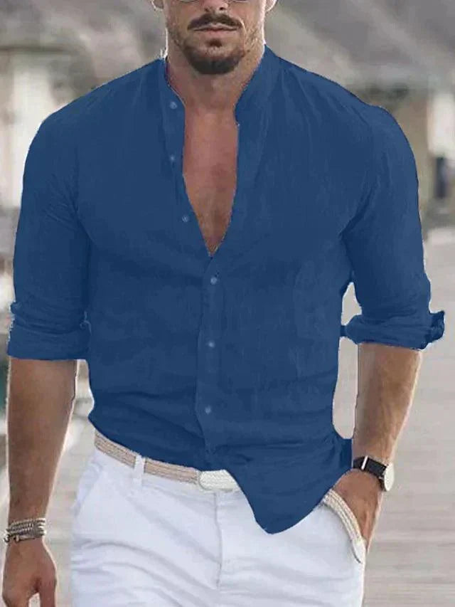 Elegante camicia da uomo leggera e trasparente, ideale per un look casual di tutti i giorni con una finitura elegante in botton.