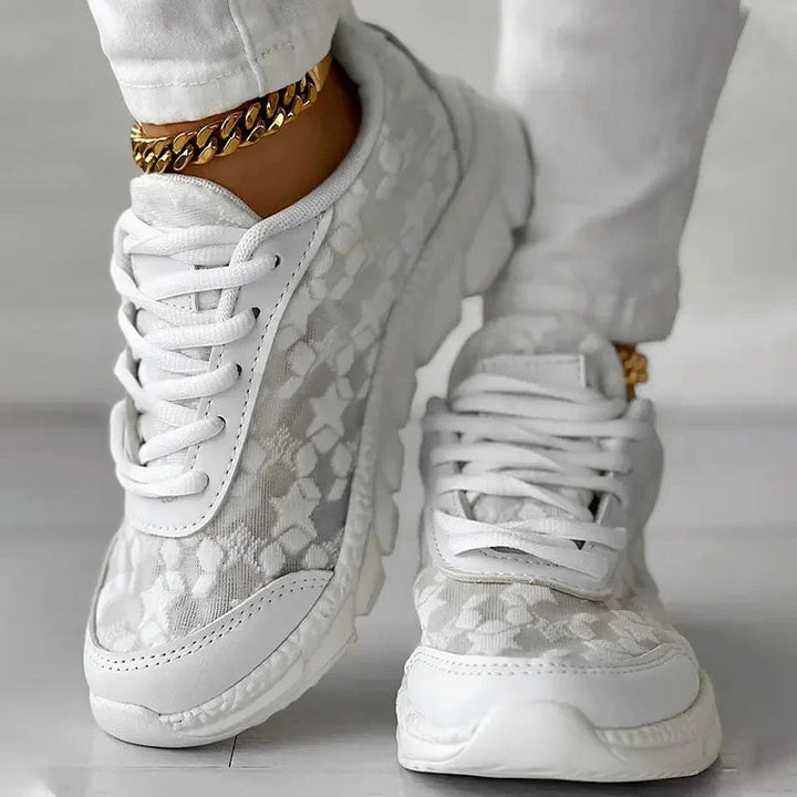 Chaussures décontractées pour femmes avec maillage respirant, semelle rembourrée et lacets - Confort et style assuré