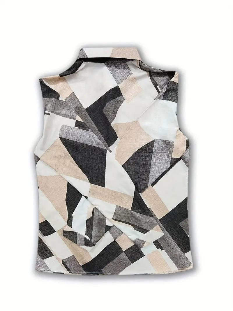 Camiseta da donna con bottoni e stampa sofisticata per un look elegante