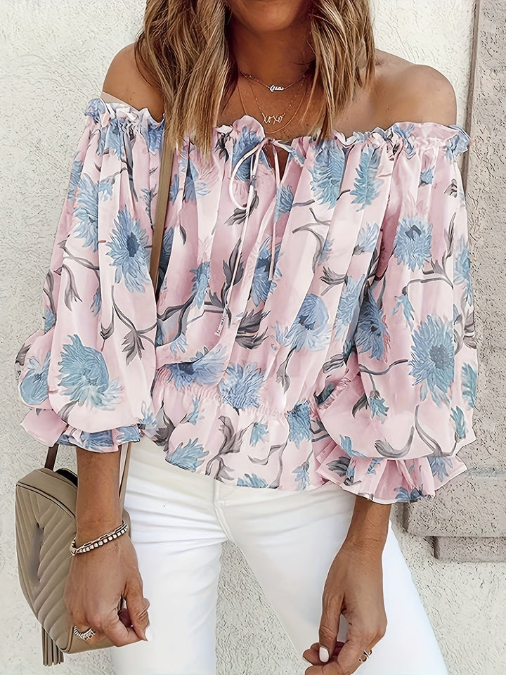 Blusa floral sin hombros para mujer - Elegancia y estilo en una sola prenda