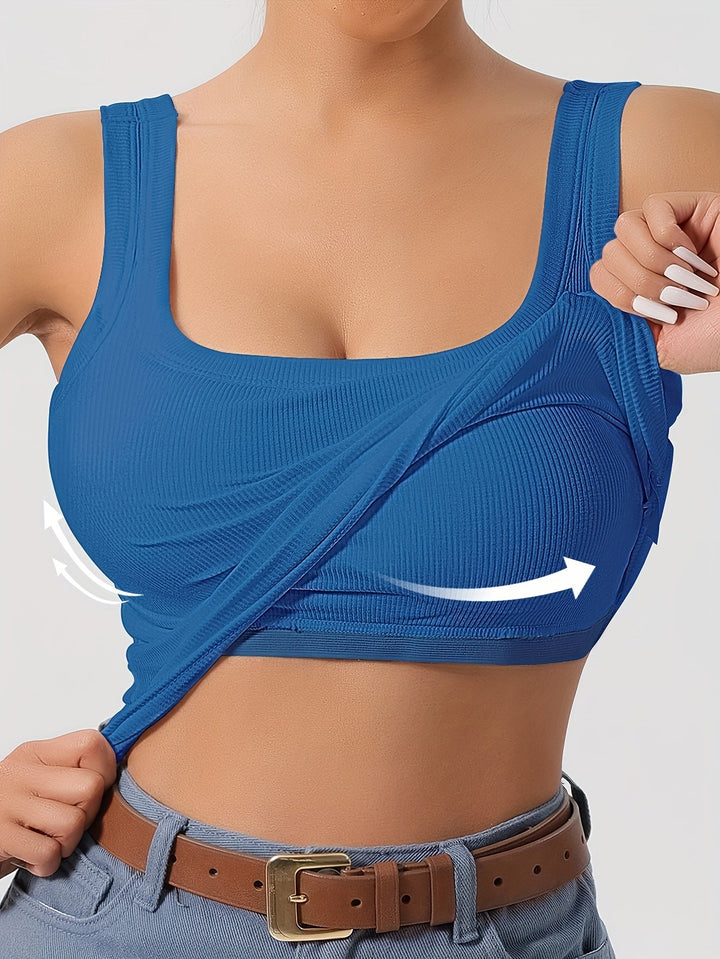 Top corto di manga lungo con nervature e sopratesta integrato ideale per la donna