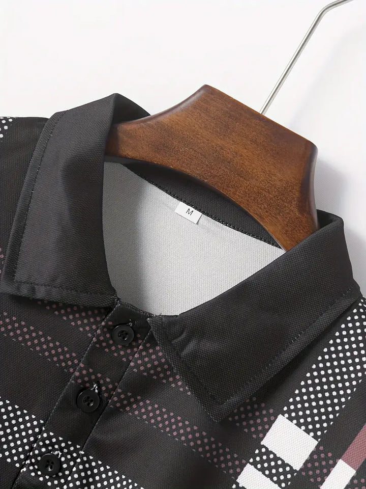 Camisa Polo para Hombre con Estilo Cuadrados - Ajuste Slim y Manga Corta para un Look Casual y Clásico
