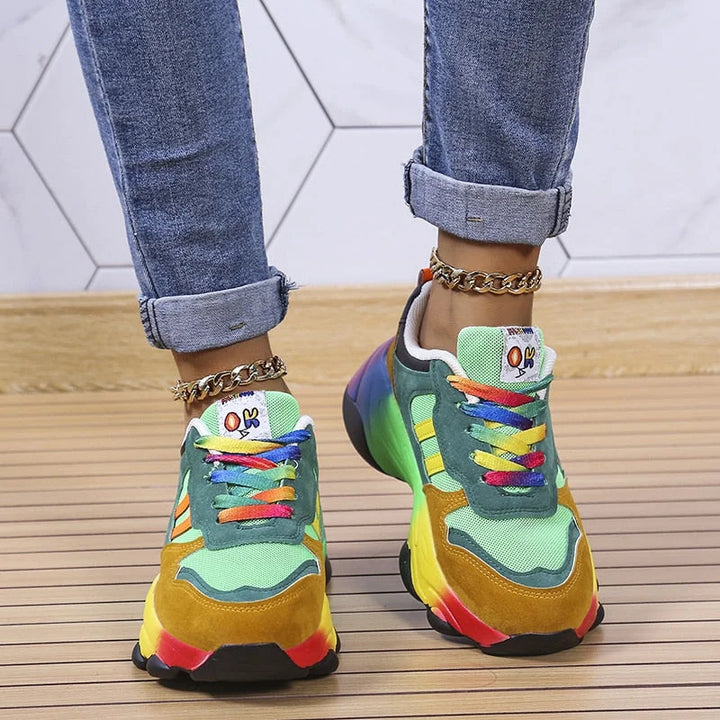 Scarpe da ginnastica da donna colorate con suola resistente - stile audace e confortevole per l'abbigliamento quotidiano