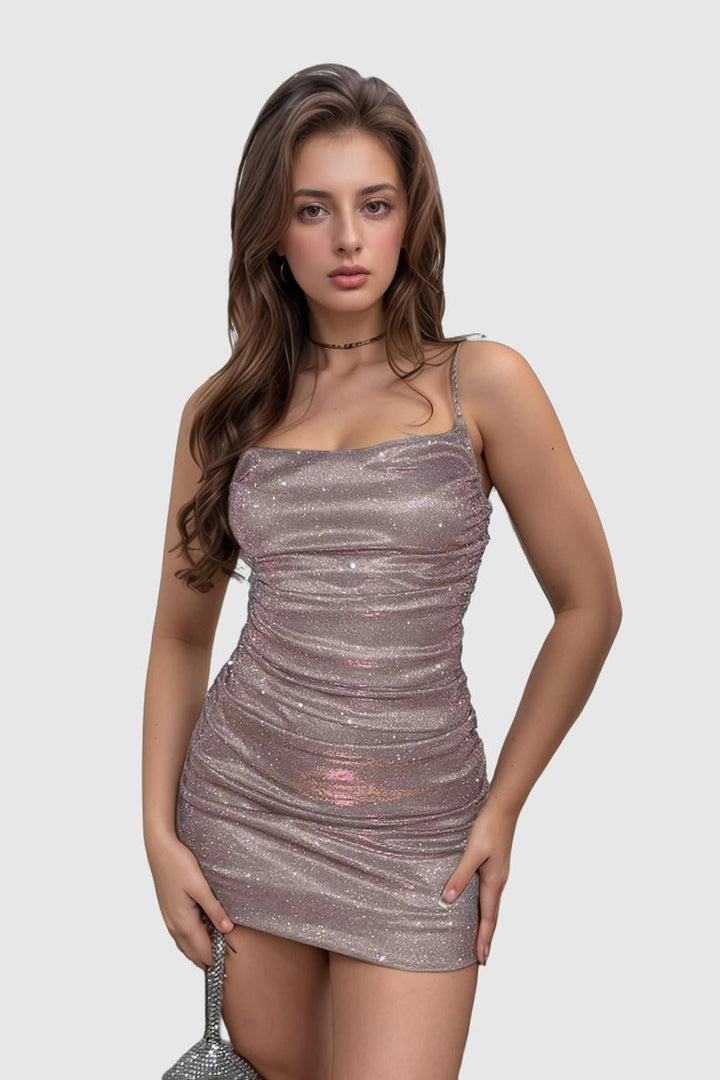 Mini vestaglia cami glamour con catena ed effetto broccato di Prixff Shells