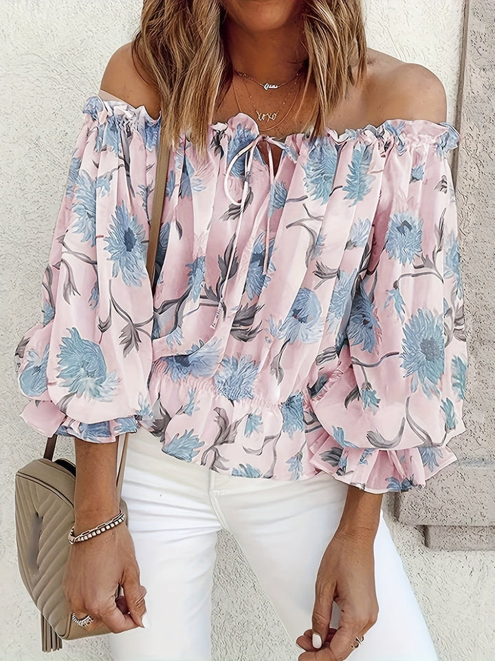 Blusa floral sin hombros para mujer - Elegancia y estilo en una sola prenda