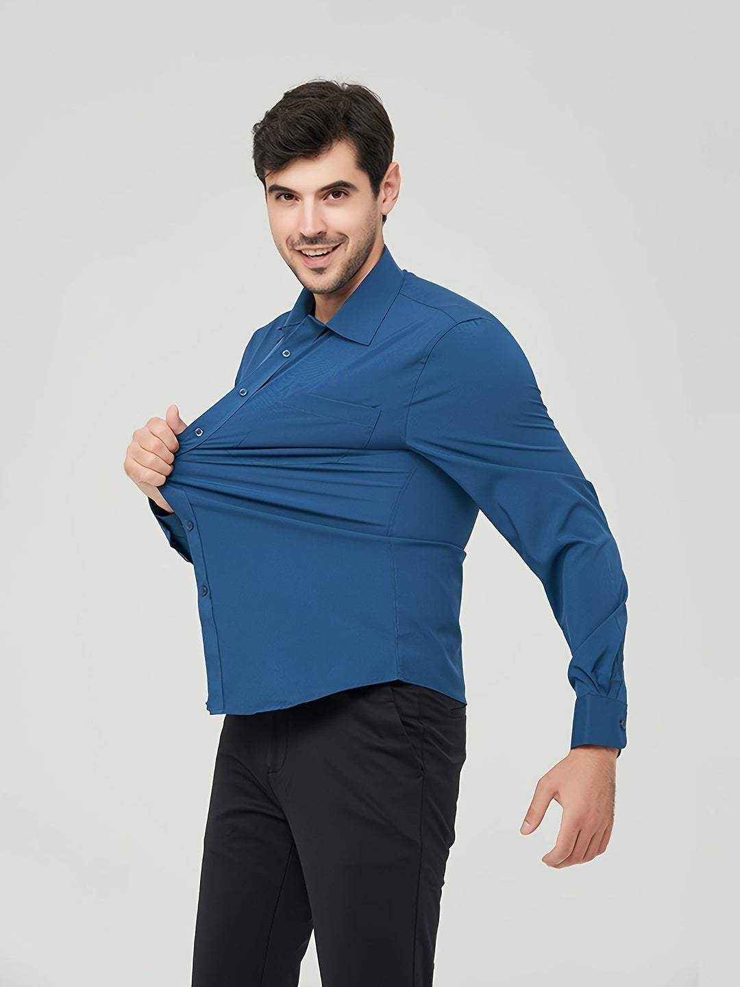 Elegante gilet da uomo in tessuto di cotone traspirante - taglio moderno e manica lunga con bottoni