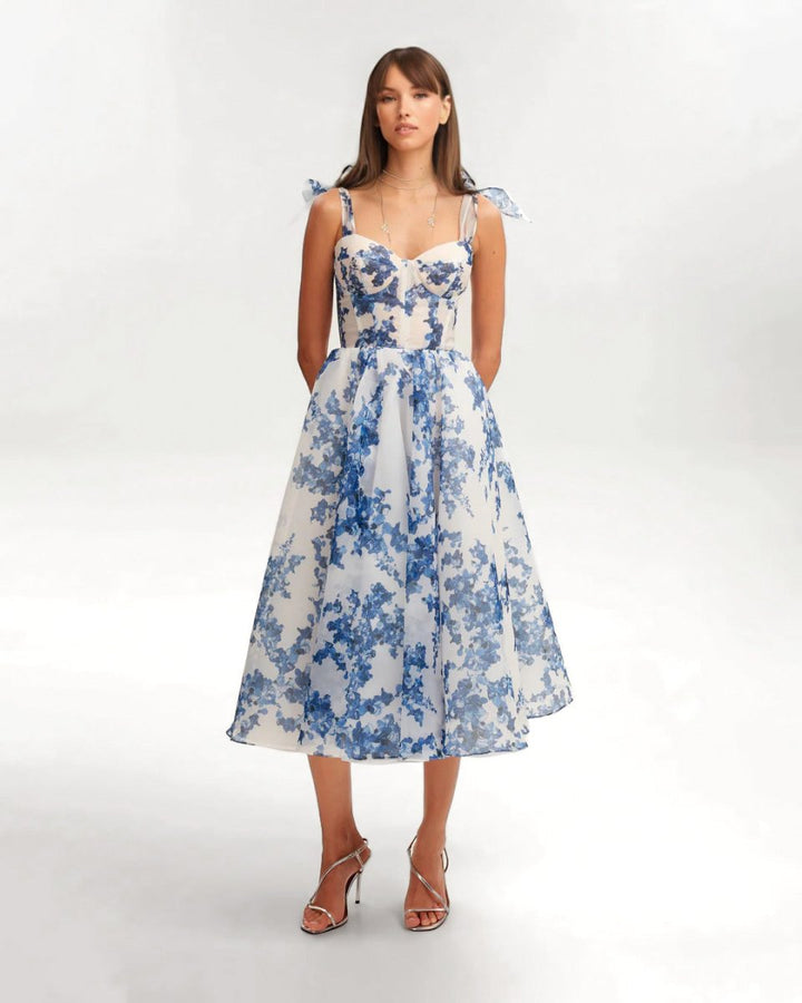 Elegante abito midi blu da donna - un accessorio di stile per ogni occasione