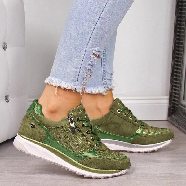 Comode sneakers casual da donna con allacciatura e cerniera - comfort e stile per l'abbigliamento quotidiano