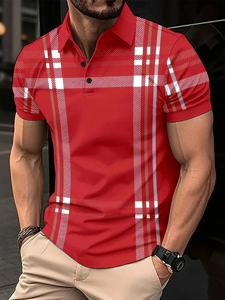 Camisa Polo para Hombre con Estilo Cuadrados - Ajuste Slim y Manga Corta para un Look Casual y Clásico
